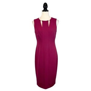 Calvin Klein Solana Knit Dress, Dark Pink, Sleeveless Sheath, Size 6